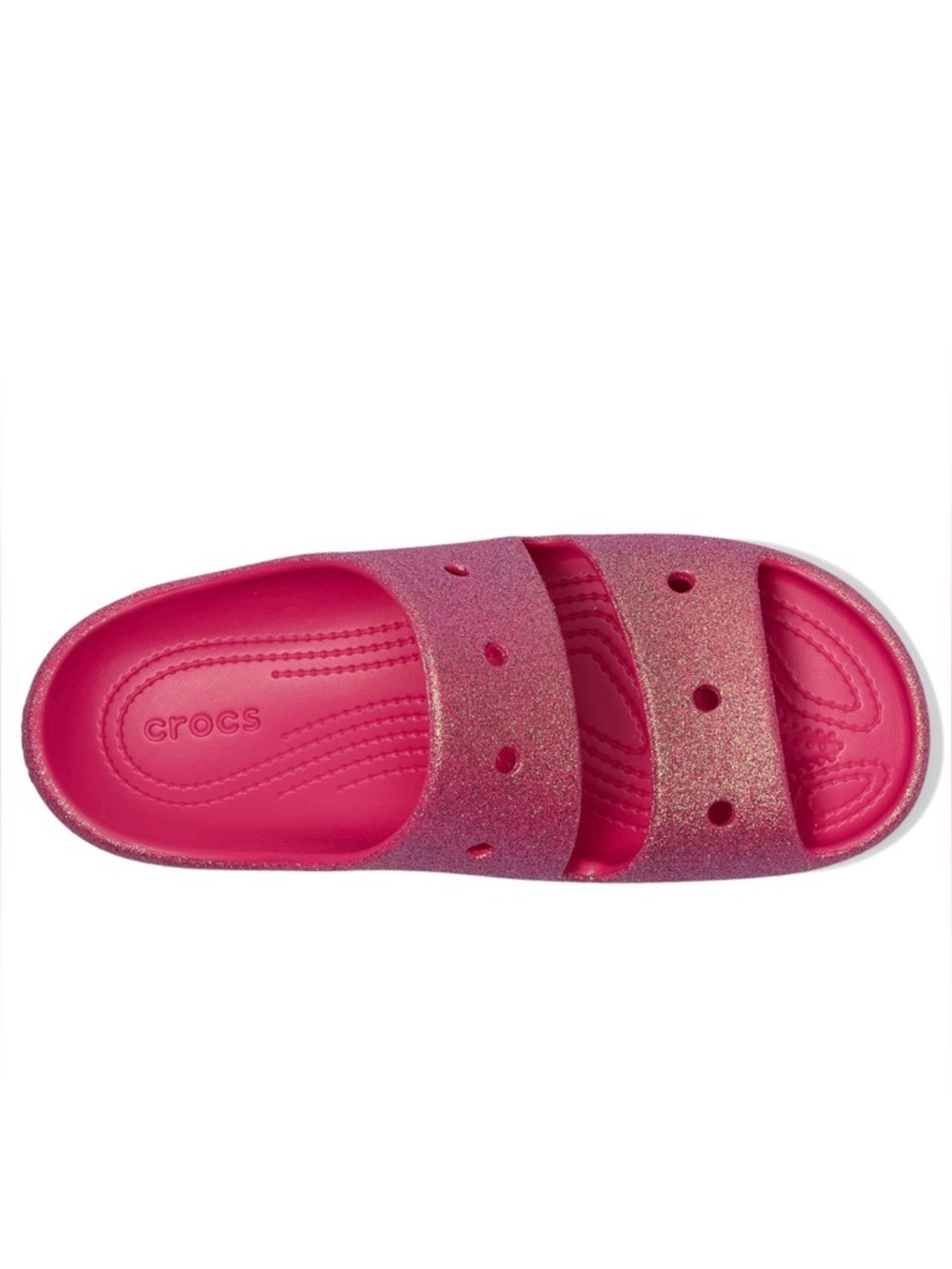 Crocs Classic Iridescent Glitter Unisex Hot Pink Slides Size W 7 NWT - Picture 3 of 11